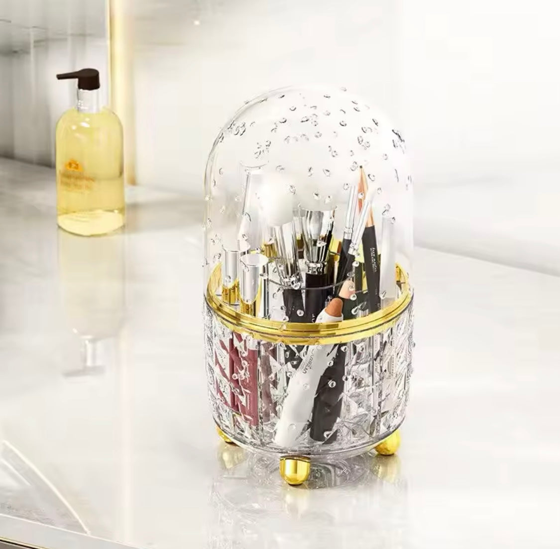 360 Rotating Makeup Brush Holder, Cosmetic Storage Box Makeup Organizer, Transparent Fancy Dust-proof Makeup Holder 360 Rotating Makeup Brush Holder, Cosmetic Storage Box Makeup Organizer, Transparent Fancy Dust-proof Makeup Holder